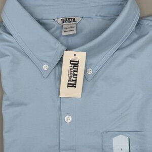NWT Polo Shirt Duluth Trading Relaxed Fit Short Sleeve Lt Blue Pocket Men Sz: L